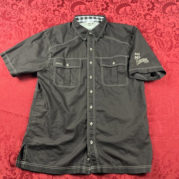 Game‎ Guard Shirt Mens Medium Brown Vented Fishing Button Billy Bob's Ft. Worth - Picture 1 of 9